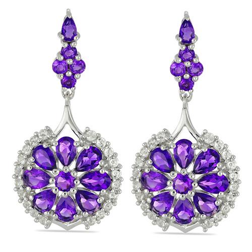 10.84 CT AFRICAN AMETHYST SILVER EARRINGS